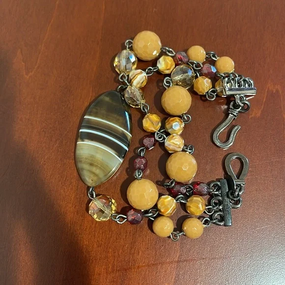2 Piece Set FURLA: Multi Strand Faceted Mixed Bead Necklace & Bracelet